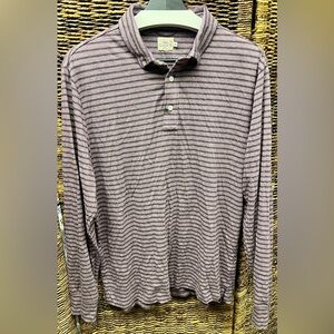 Faherty Men's‎ Polo Shirt - Purple Stripes, Size: Large